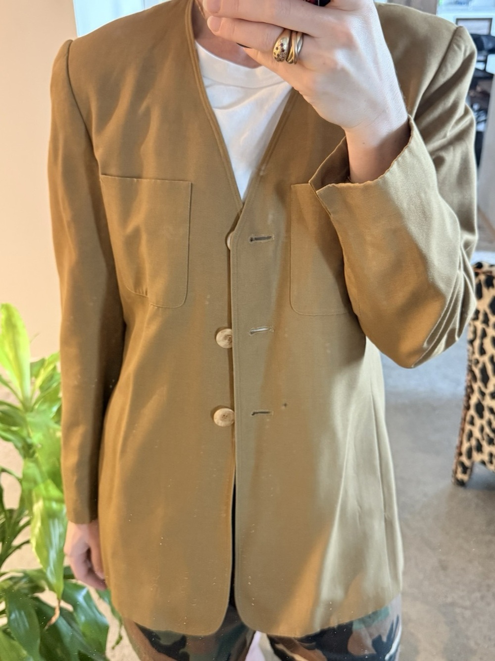 Vintage Liz Claiborne V-Neck Blazer in Brown Size 6
